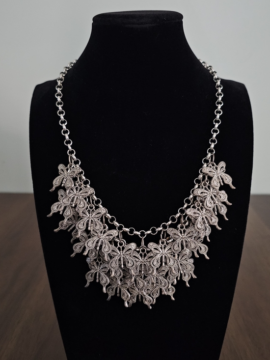 Betsey Johnson Jewelry - RARE Betsey Johnson Silver Tone Butterfly Statement Necklace